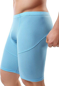 Serie Aero-Compression: Pantalones Cortos de Malla Transpirable de Alto Rendimiento para Hombre en Azul Cielo - Product Image 3