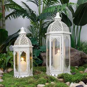 Lanterne porte-bougie en métal vintage, support décoratif creux pour bougie, pour la maison, les mariages, les fêtes, la table, la décoration de jardin - Product Image 1