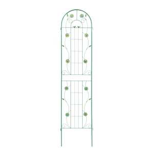 Set di 2 tralicci da giardino in metallo 220x50 cm, antiruggine, per supporto piante rampicanti, recinzione e cancello, colore verde - Product Image 1