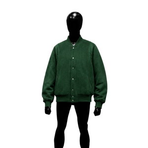 Chaqueta Varsity Verde Elegante para Hombre, Estilo Urbano Premium, Invierno, Algodón, Color Sólido, Cuello Camisero, Corte Regular, Informal, Otoño, Calidad - Product Image 1