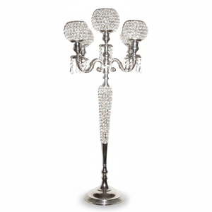 Candelabra 5 <b>Candle</b> With Crystal Stem With Decorated Crystal Drops Hotel & Wedding Entryway Decorative <b>Tall</b> Handmade Candelabra - Product Image 1