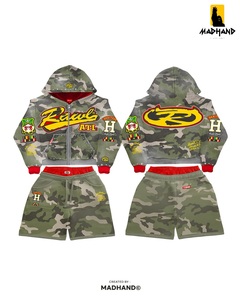 <b>Pink</b> Camo Hoodie Zipper <b>Jacket</b> & Shorts Set (2 PCS) | Soft Comfortable Tracksuit Outfit | OEM Private Label Manufacturer - Product Image 5