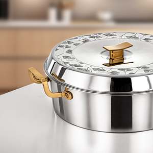 Olla de Acero Inoxidable de Lujo con Aislamiento Térmico y Asas Doradas, Recipiente para Mantener la Comida Caliente, para Servir en Ramadán, Eid y Buffets - Product Image 6