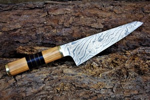 Cuchillo de chef japonés, cuchillo de cocina japonés, cuchillo para deshuesar, acero de Damasco, cuchillo japonés, cuchillo Honesuki, cuchillo para filetear - Product Image 2