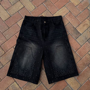 Shorts de haute qualité en coton délavé à l'acide, style streetwear décontracté et sportif pour hommes, avec cordon de serrage. - Product Image 2