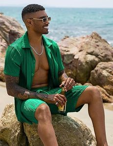 Men Summer <b>Knitted</b> Embroidered 100% Cotton Quick Dry Short Sleeve Custom Logo Joggers Suits <b>Set</b> Shirt and Short <b>Set</b> - Product Image 4