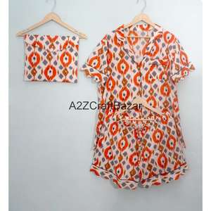 Conjunto de Pijama Kangura Clásico de Lujo Hecho a Mano 100% Algodón Puro, Estampado Digital Floral, Suave, Transpirable, de Secado Rápido, Largo - Product Image 1