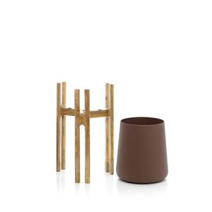 Maceta Minimalista de Metal con Soporte de Madera para Uso en Interiores - Product Image 6