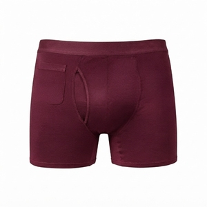 Calzoncillos bóxer para hombre, de corte medio, color liso, transpirables, de algodón y elastano, ropa interior de punto de alta calidad, con logo personalizado. - Product Image 3