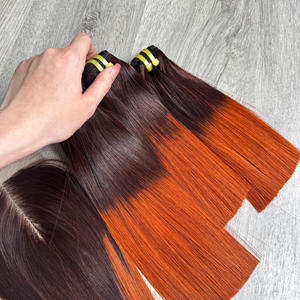 Wholesale Price Bone Straight Hair Vietnamese Human Hair Genius Weft for Black Women Natural Raw Hair <b>Ombre</b> Orange Extensions - Product Image 3
