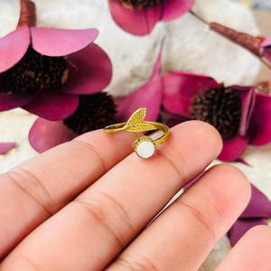 Mermaid Tail Design <b>ring</b> Moonstone <b>Rings</b> Gold plated <b>Brass</b> Open <b>Rings</b> for Women - Product Image 2