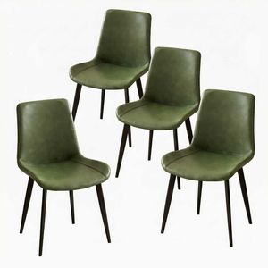 Set di 4 Sedie Moderne per Cucina e Sala da Pranzo con Seduta Imbottita in Ecopelle e Gambe Robuste in Metallo - Product Image 1