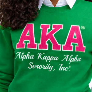 Sweat-shirt en chenille AKA Sorority Inc pour femmes, sweat-shirt à col rond de qualité supérieure avec lettres grecques brodées - Product Image 6