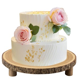 Walnut Stained <b>Pine</b> Wooden 2-Tier Cake Stand Wedding Display - Wholesale - Product Image 1