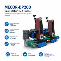 Machine de finition des métaux à double station avec bande abrasive de 200 mm pour le débavurage, le brossage, le meulage et le polissage de l'acier inoxydable