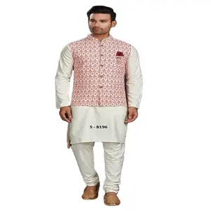 Kualitas super India pria ukuran bebas lurus piyama Kurta pakaian etnik modis piyama Kurta dari pemasok India kurta
