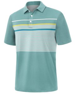 Polo de Verano para Hombre, Polo de Manga Corta a Rayas, Tejido Informal, Azul Claro con Blanco, Amarillo y Azul - Product Image 3