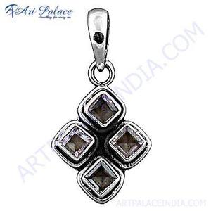 Pendentif Celeb Style en argent 925 avec pierre précieuse améthyste Pendentifs et breloques en cristal élégant - Product Image 1