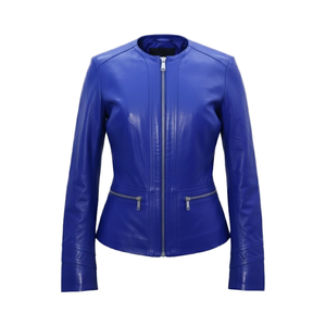 2026 Spring Burgundy <b>Sheepskin</b> Leather Motorbike <b>Jacket</b> for Women Breathable Windproof Cotton Filled Silk Lining Zipper Closure - Product Image 1