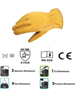 Guantes de Jardinería de Cuero Vacuno de Uso General, Agarre Suave, Duraderos, Guantes de Seguridad para Trabajo al Aire Libre, para Uso en Granjas y Jardines - Product Image 6