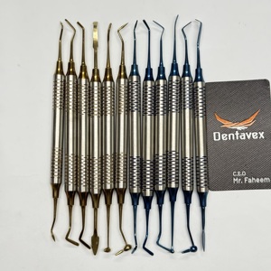 Dentavex – Kit professionnel de 6 instruments dentaires en acier inoxydable pour pose de composite, sculpture manuelle, avec poignée rembourrée, bleu - Product Image 2
