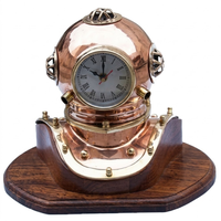 Horloge de table vintage en forme de casque de plongée en cuivre, 12 pouces, style nautique, décoration de plage, décoration marine, décoration d'intérieur