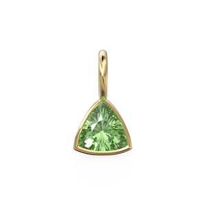 Pendentif Breloque en Or Jaune Massif 14 carats avec Péridot 5mm / Pierre de Naissance d'Août / Pierre Précieuse Verte Taille Trillion - Product Image 1