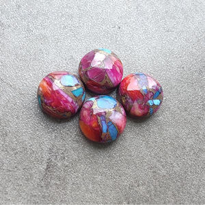 Turquesa Natural Rosa de Ostra Espinosa, Cabujón Redondo, Gema Calibrada, Piedra Suelta, Todos los Tamaños Disponibles - Product Image 4