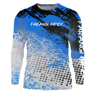 Wholesale Custom Men's Blue White Camo Sublimated Fishing Shirt Long Sleeve UV Protection UPF 50+ Moisture Wicking <b>Light</b> Weight - Product Image 5