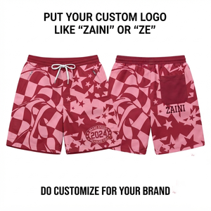 Shorts en maille polyester premium 220 GSM, vert paisley, panneau latéral rouge, logo personnalisé, shorts de basket en maille - Product Image 3