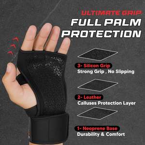 Guantes de Levantamiento de Pesas Ventilados, Guantes de Entrenamiento para Hombres y Mujeres con Muñequeras Integradas, Guantes de Gimnasio sin Dedos para Hombres - Product Image 3