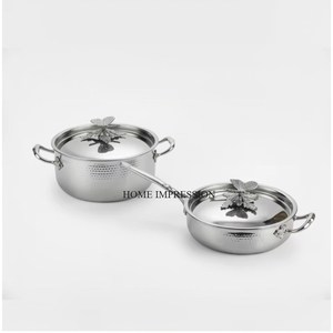 Casseroles de luxe Ruffoni en acier inoxydable martelé à la main, plaqué or de haute qualité, avec couvercle design papillons, qualité supérieure - Product Image 3