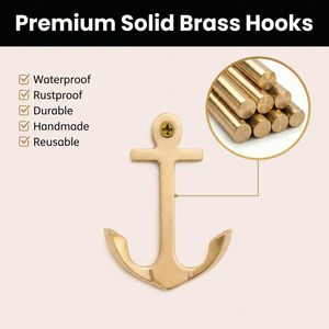 Brass Double Prong Wall <b>Hooks</b> Heavy-Duty Handmade Multi-Purpose Entryway Key Holder BTH-346 - Product Image 3
