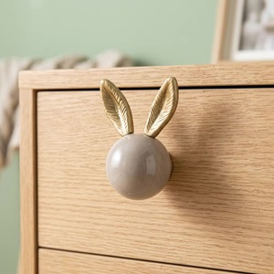 Resin Rabbit Ear Cabinet Knob <b>Gold</b> Ears Beige Ball Contemporary <b>Kitchen</b> Furniture <b>Handle</b> Durable Eco-Friendly Adjustable Design - Product Image 5