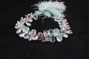 Alta calidad 6*9-7*10mm Multi aguamarina facetada forma de pera Briolette cuentas 8 pulgadas piedra Natural joyería hacer cuentas - Product Image 3