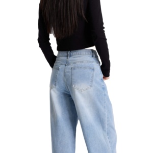 2026 New High Quality Women's Vintage Washed Regular Fit Casual Denim Jeans <b>Overalls</b> Sale Spandex/Cotton Fabric Ankle Breathable - Product Image 3