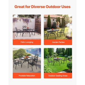 Tavolo da Pranzo Rotondo da Esterno da 47 Pollici con Foro per Ombrellone da 1,5 Pollici, Tavoli Bistro in Metallo Resistente alle Intemperie per Giardino - Product Image 6
