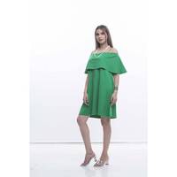 Robe de maternité à col en V, manches courtes, tissée écologique, décontractée, confortable, longueur genou