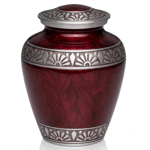 Urnas de Cremación para Adultos de Aluminio, Diseño de Grabado de Flores Plateadas, Acabado de Mármol Rosa, Estilo Europeo/Americano, 200 Pulgadas Cúbicas, Funerarias - Product Image 5