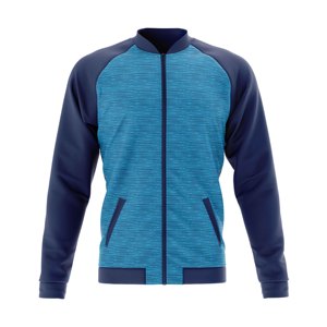 <b>Men's</b> <b>Blue</b> Striped Varsity Jacket Full Zip Sporty Style Regular Fit Autumn Wear Quick Dry Breathable Polyester Material - Product Image 1