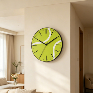 Horloge murale analogique à quartz silencieuse de 14 pouces, thème tennis, verre convexe 3D, style court de sport, décoration pour club de fans et maison - Product Image 3