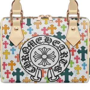 <b>Women's</b> Colorful Cross Print PU Top Handle <b>Satchel</b> <b>Bag</b> Zipper Closure <b>for</b> Daily Use - Product Image 5