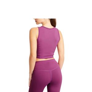 Top corto acanalado de cuello redondo para mujer, talla grande, ajuste regular, para yoga, gimnasio, entrenamiento, fitness, ropa deportiva, venta al por mayor personalizada - Product Image 5