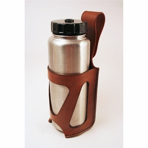 Vintage Genuine Leather <b>Bottle</b> Holder Portable Travel Water <b>Flask</b> Carrier Luxury Handmade Leather Beverage Cup Sleeve Holder - Product Image 1