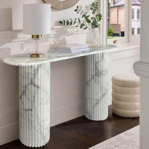 Latest White <b>Marble</b> <b>Console</b> <b>Table</b> Gold Metal Frame Luxury Narrow Hallway Sofa <b>Table</b> For Hotel Villa Home Decor Accent Design For - Product Image 6