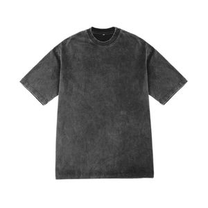 <b>Acid</b> <b>Wash</b> Charcoal <b>Grey</b> 2 Piece Men's Summer Streetwear Loose Fit Heavyweight French Terry 100% Cotton <b>Tracksuit</b> Urban Set - Product Image 2