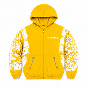 เสื้อฮู้ดสีเหลืองมัสตาร์ดสำหรับผู้ชาย Ekin Impex แฟชั่นสตรีทแวร์แบบยูนิเซ็กซ์ ซิปหน้า ทรงโอเวอร์ไซส์ ผ้าฟลีซสำหรับฤดูหนาว พร้อมโซ่โลหะ - Product Image 1