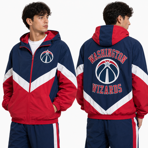 Chaqueta Cortavientos de Dos Tonos con Capucha y Cordón Ajustable, Diseño Colorido, Repelente al Agua, Ligera, Transpirable, Informal, Deportiva - Product Image 1