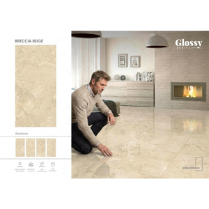 Carreaux de sol en porcelaine brillante de haute qualité 60*120cm poli Alaska Beige 2x4 taille d'exportation utilisation intérieure faite conceptions en céramique de l'Inde - Product Image 3