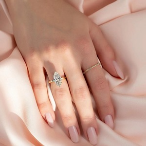 2.05 CT Marquise Moissanite Engagement <b>Ring</b>, 14K Yellow Gold Hidden Halo <b>Solitaire</b> <b>Ring</b> with 6 Prongs, Modern Bridal Jewelry - Product Image 5